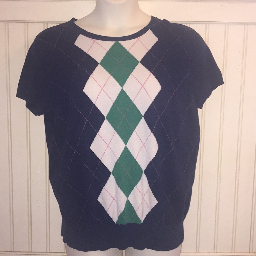Argyle short sleeved sweater